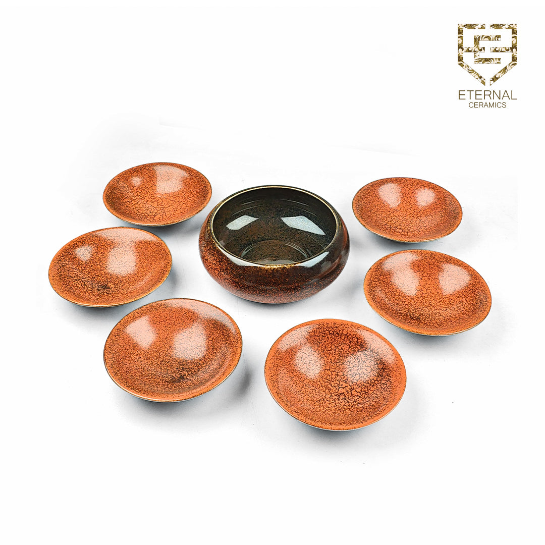 Lamer Cinnamon 7 Pieces Dessert Bowl Set - Lamer Series