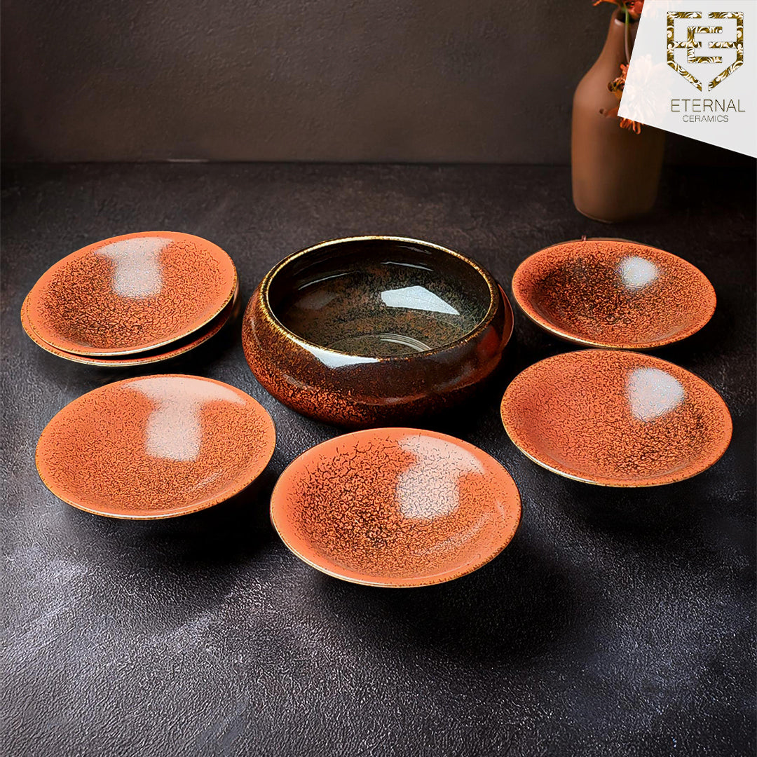 Lamer Cinnamon 7 Pieces Dessert Bowl Set - Lamer Series