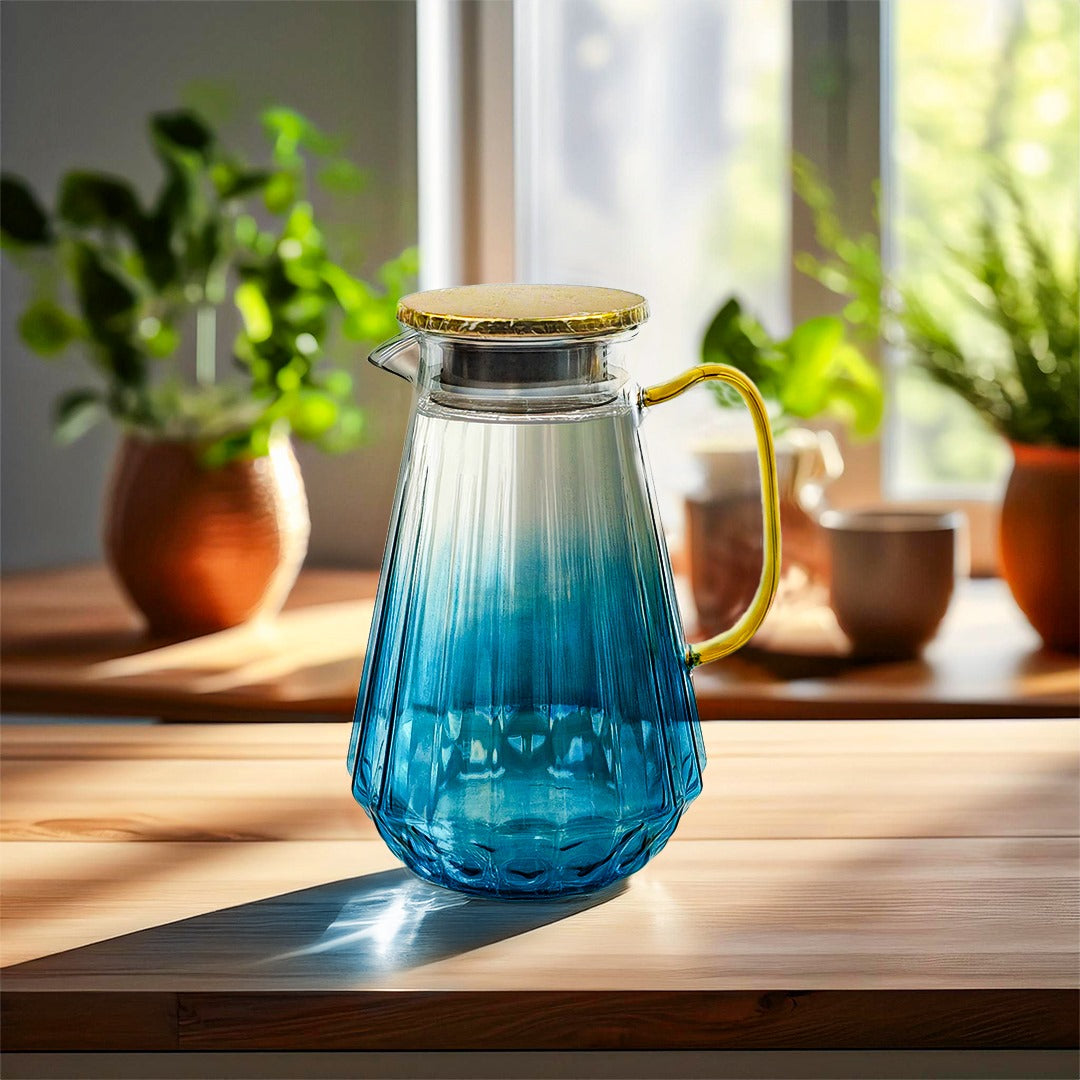 Glass Jug 1.8 Litre - Diamond Shape (Sea Blue)