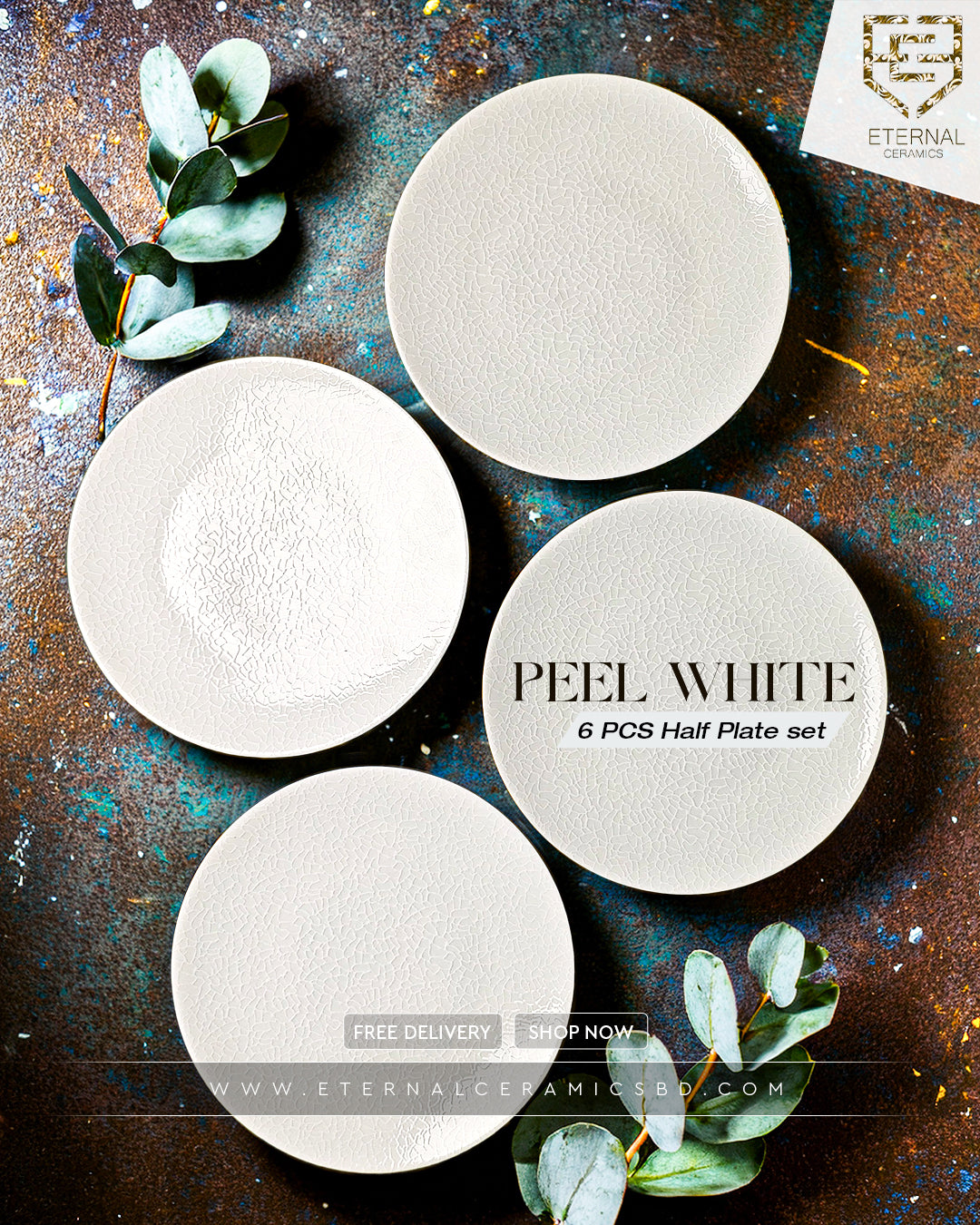 Peel White 6 Pieces Half Plate Set