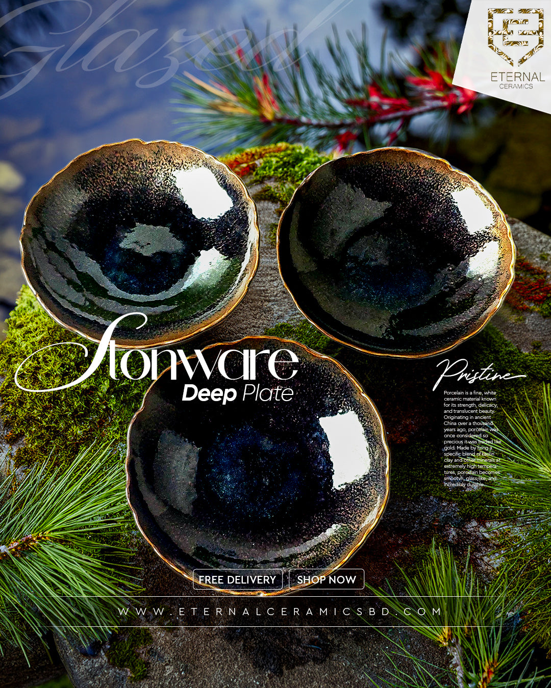 Stoneware 6 Pieces Deep Plate Set