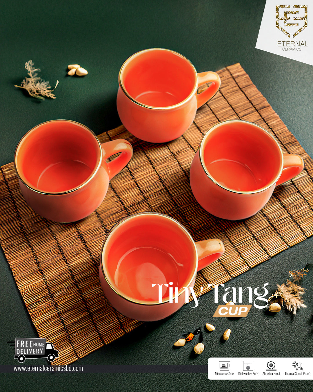Tiny Tang 6 Pieces Cup Set (With Gold Lining)