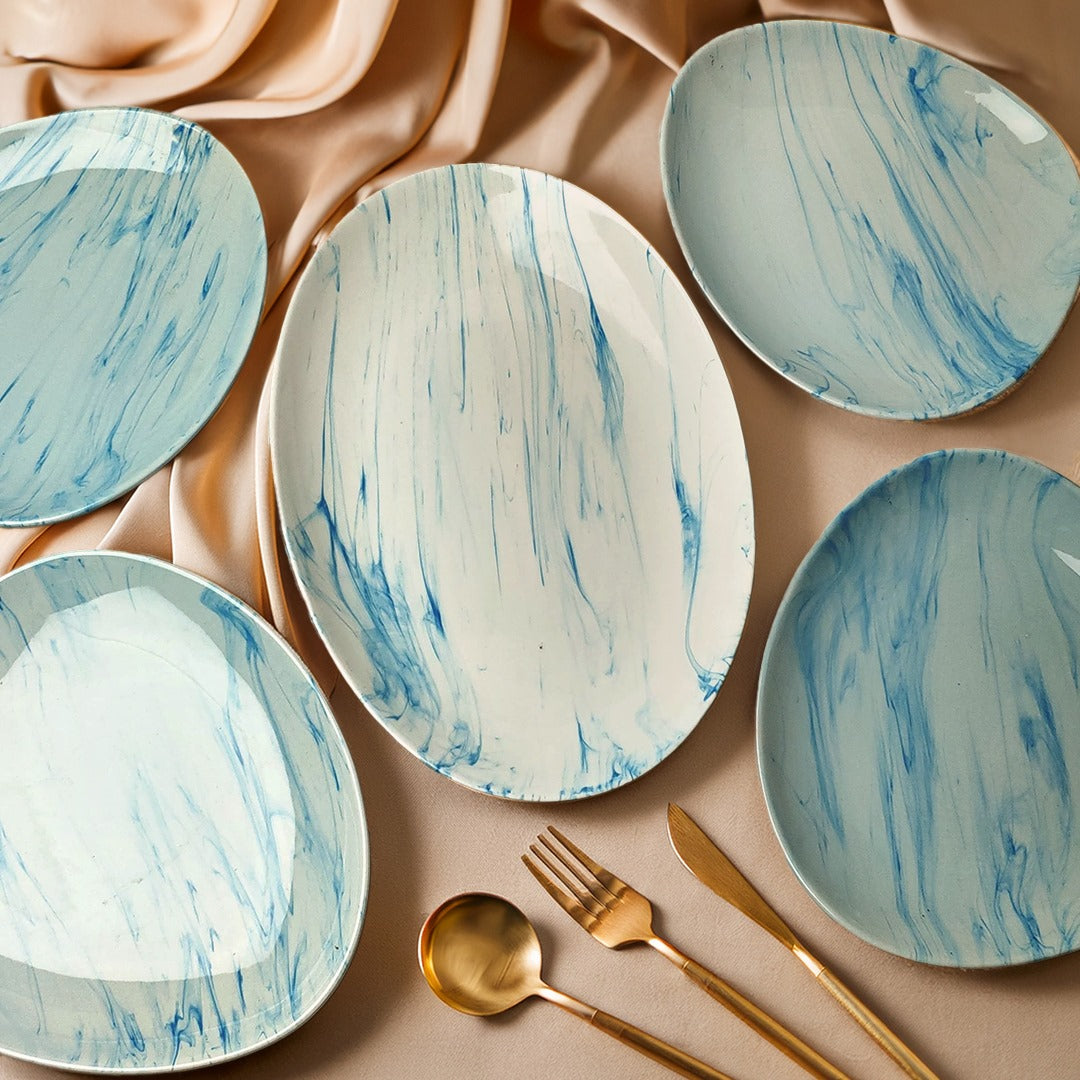Blue Breeze 5 Pieces Plate Combo Set