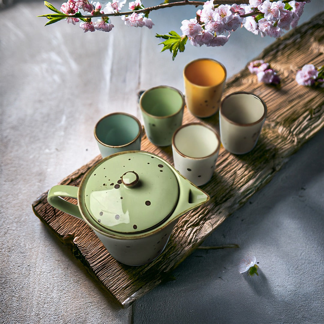 Clay & Color Tea Set – Sigma Series | 6-Piece Ceramic Teapot & Cup Set