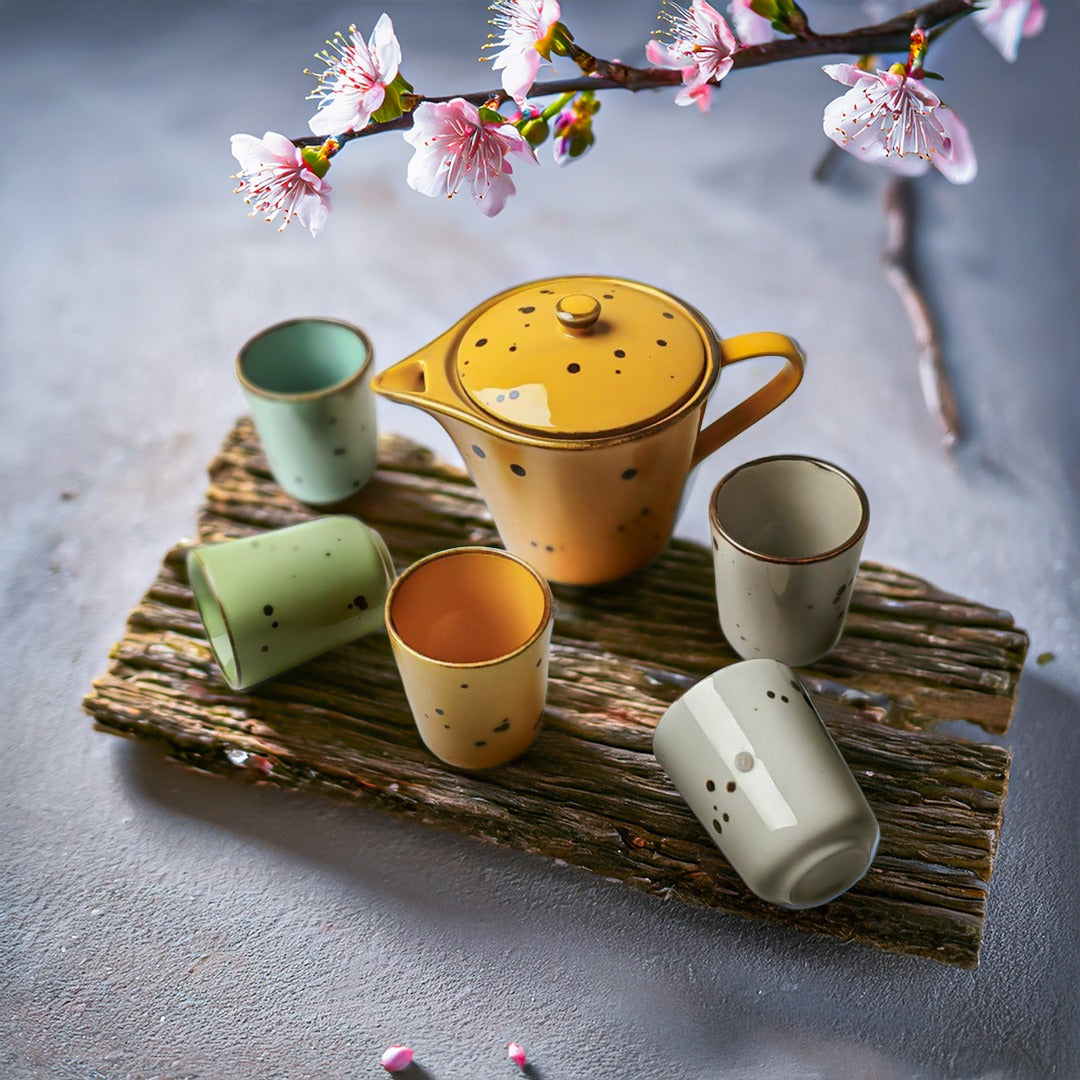 Clay & Color Tea Set – Sigma Series | 6-Piece Ceramic Teapot & Cup Set