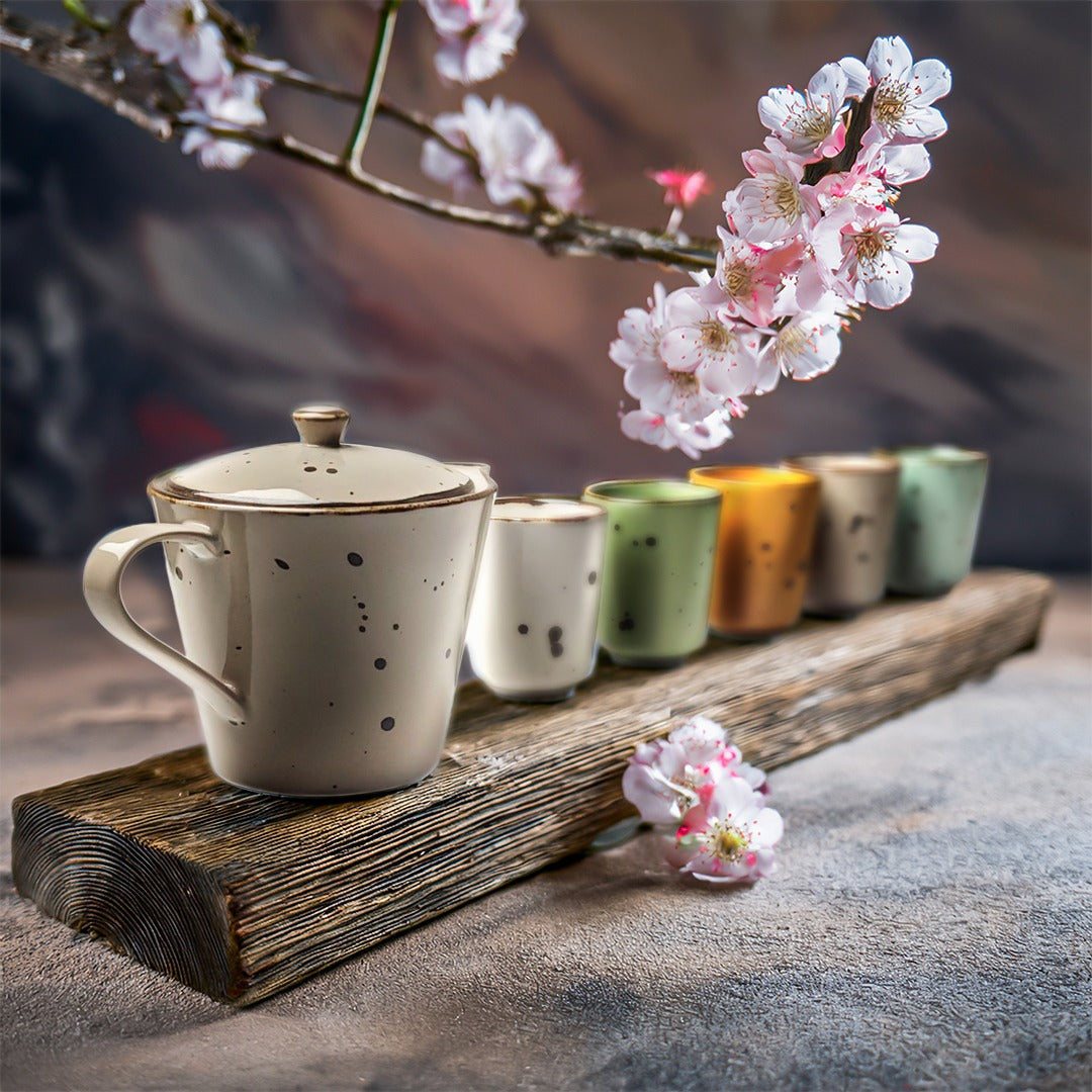 Clay & Color Tea Set – Sigma Series | 6-Piece Ceramic Teapot & Cup Set
