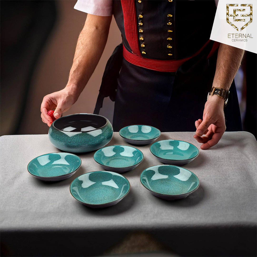 Lamer Sea Green 7 Pieces Dessert Bowl Set - Lamer Series