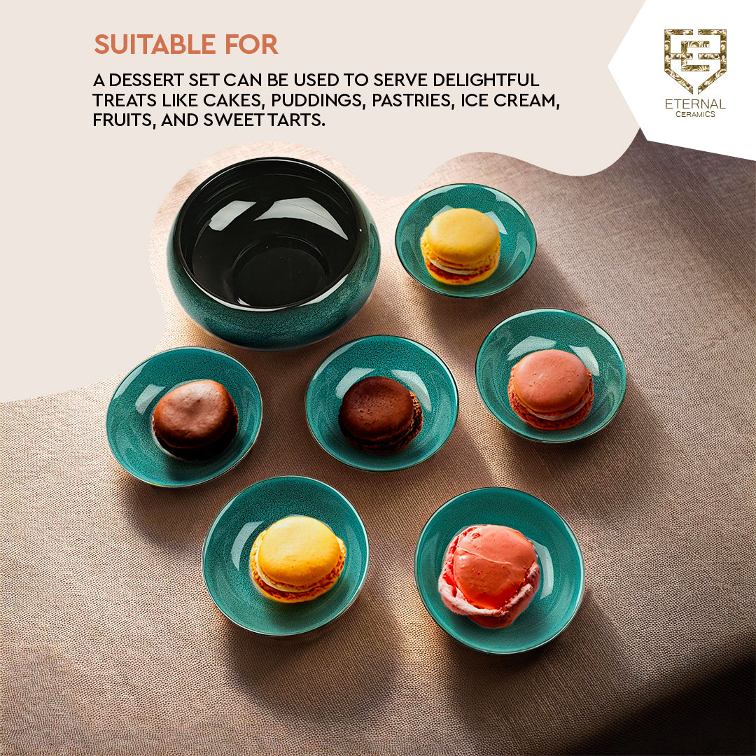 Lamer Sea Green 7 Pieces Dessert Bowl Set - Lamer Series