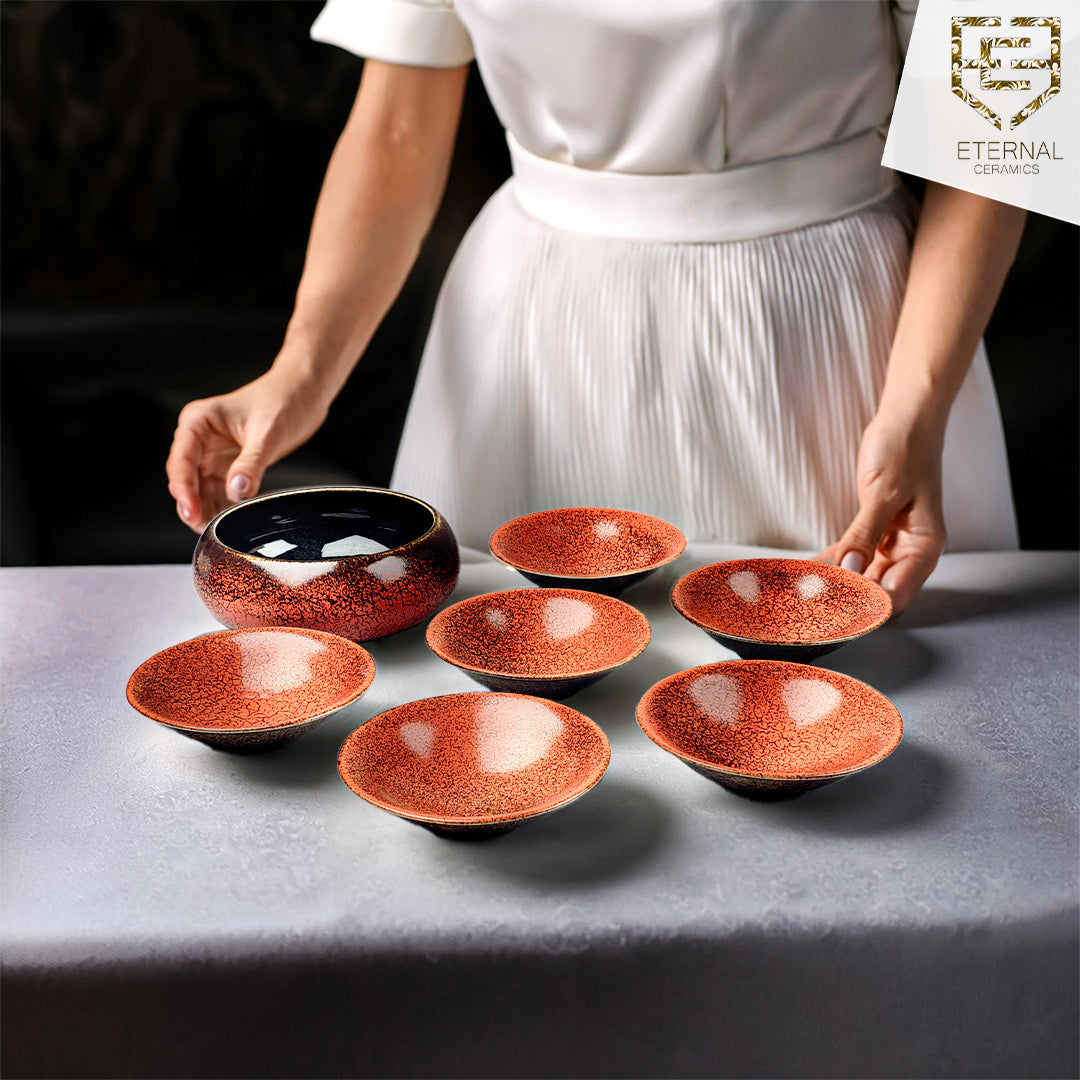 Lamer Cinnamon 7 Pieces Dessert Bowl Set - Lamer Series