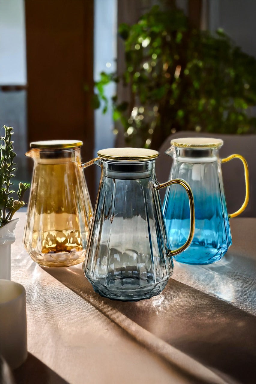 Glass Jug 1.8 Litre - Diamond Shape (Sea Blue)
