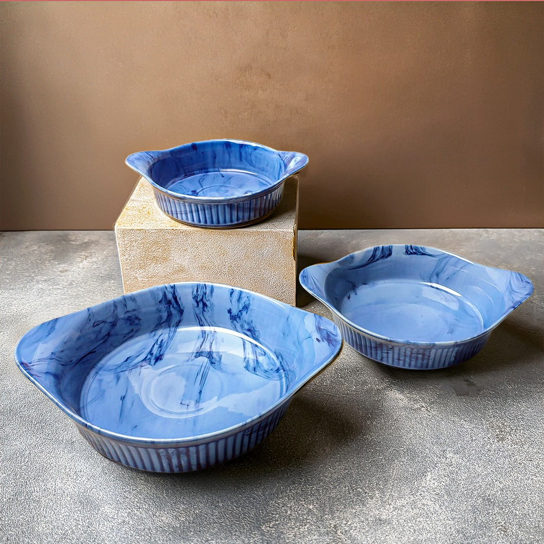 3 Pieces Marble Curry Set - (Ocean)