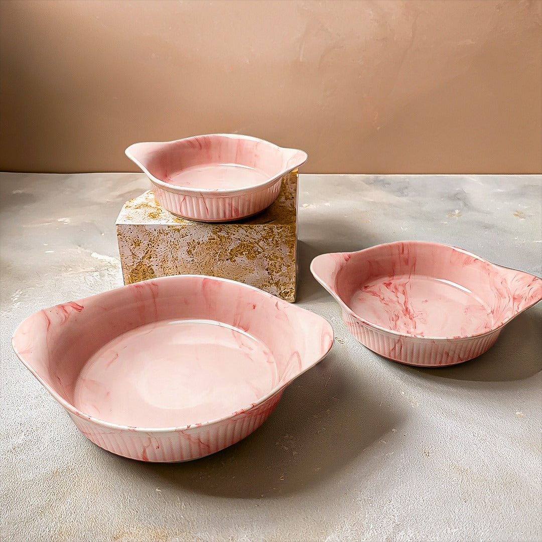 3 Pieces Marble Curry Set - (Pink)