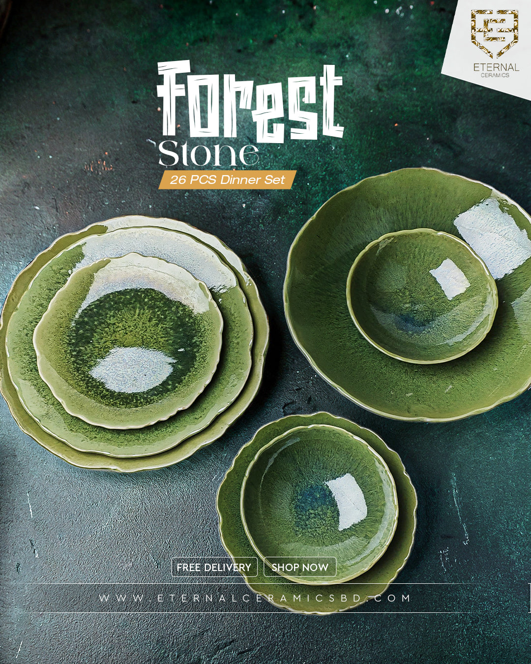 Forest Stone 26 Pieces Dinner Set - Unique Collection