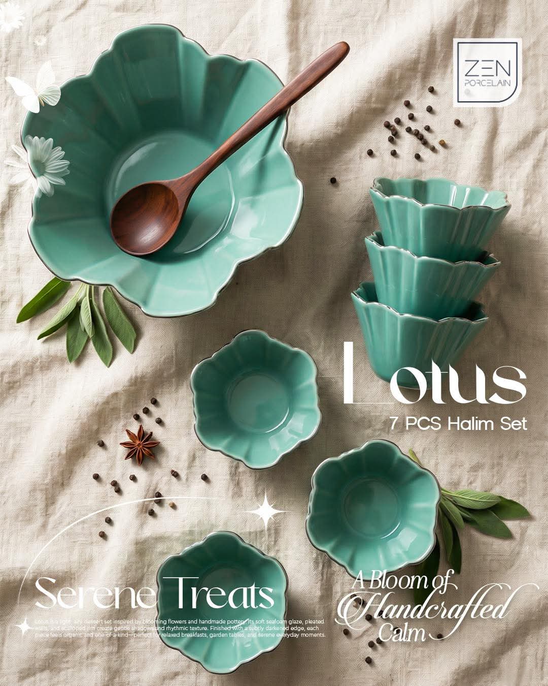 7 Pcs Bowl Set - Lotus