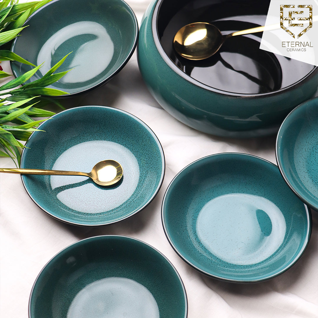 Lamer Sea Green 7 Pieces Dessert Bowl Set - Lamer Series