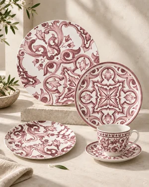 Monaco Rose dinnerware design