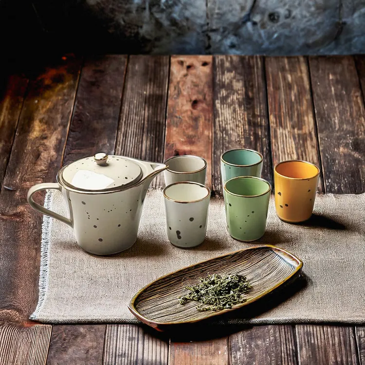 Clay & Color Tea Set - Sigma Series | 6-Piece Ceramic Teapot & Cup Set