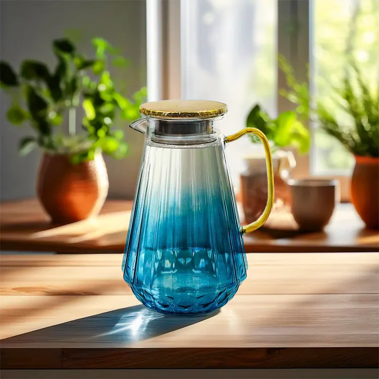 Glass Jug 1.8 Litre - Diamond Shape (Sea Blue)
