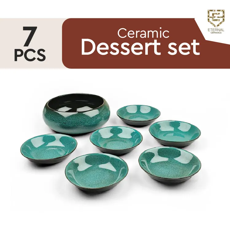 Lamer Sea Green 7 Pieces Dessert Bowl Set - Lamer Series