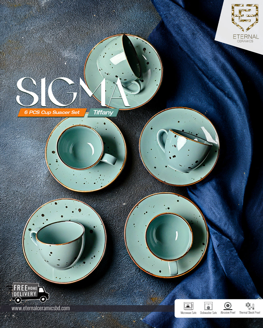 Sigma Tiffany - 12 Pcs Tea Set (200 ML Cup)