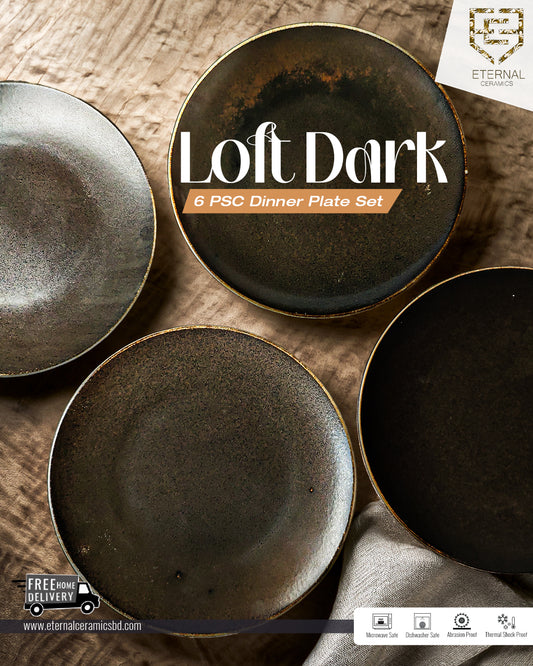 Loft Dark 6 Pieces Dinner Plate Set