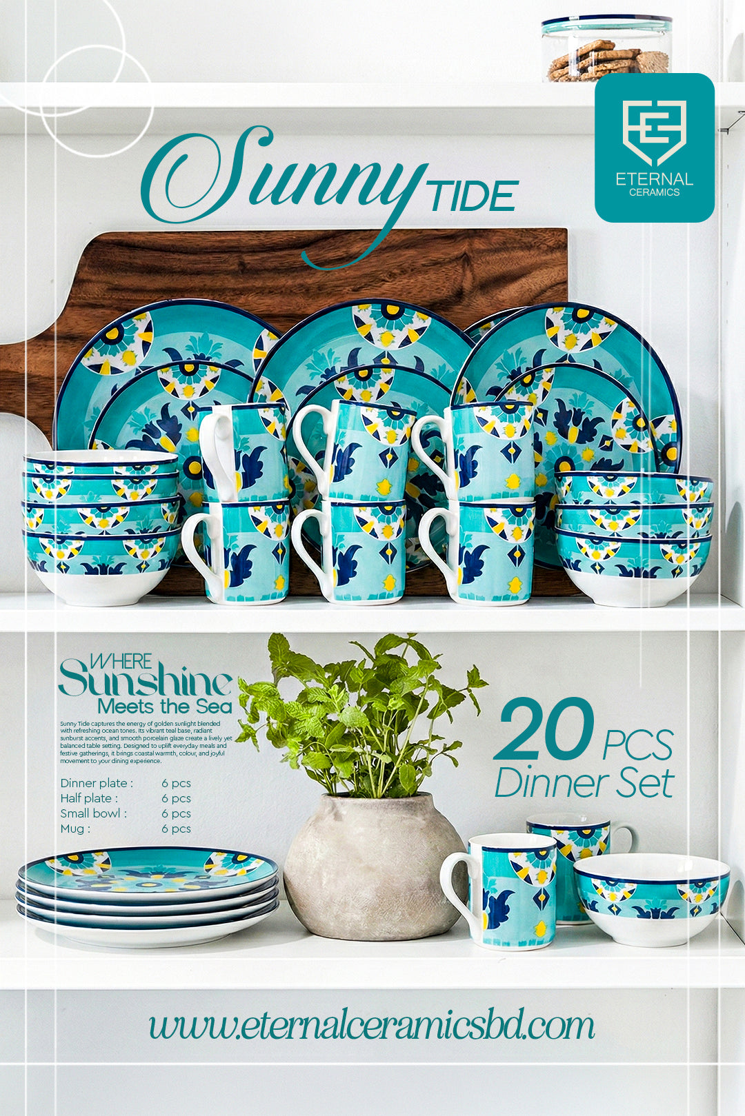 24 Pcs Dinner Set - Sunny Tide