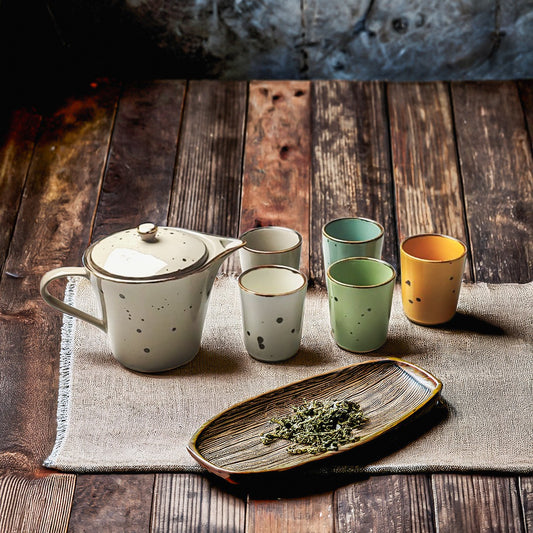 Clay & Color Tea Set – Sigma Series | 6-Piece Ceramic Teapot & Cup Set
