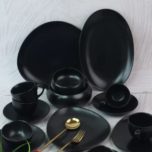 Premium Black Dinner Set - Trigo Series