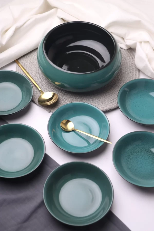 Elegant Green Dessert Bowl Set