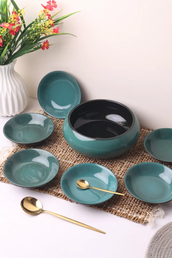 Elegant Green Dessert Bowl Set