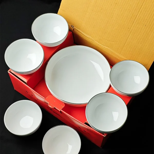 Ivory Soup Set With Platinum Lining - 7 Pcs Set - Image 2