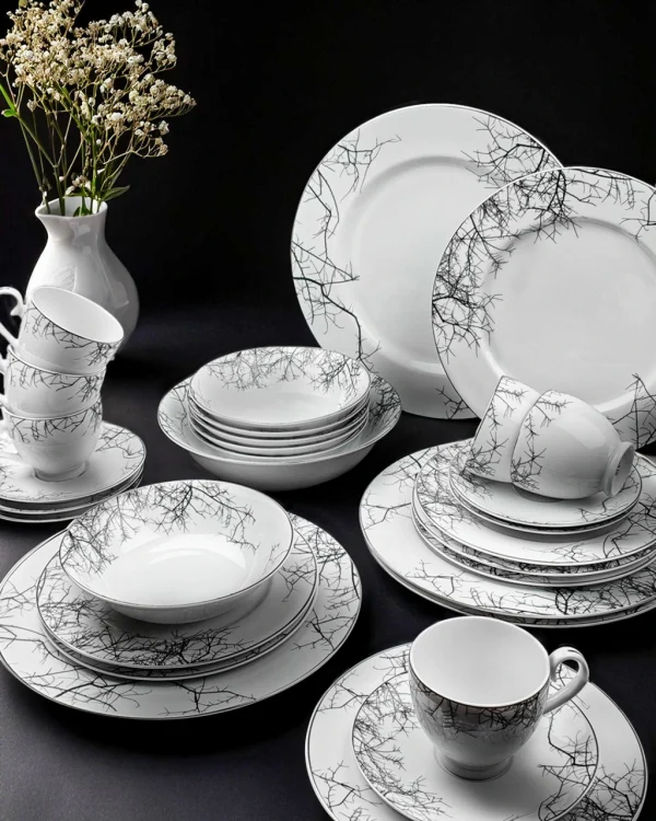 Botanic Black with Platinum Lining - 32 Pcs Dinner Set