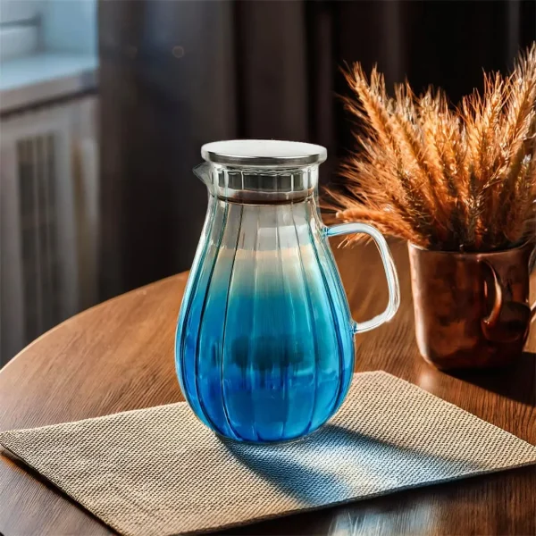 Glass Jug 1.8 Litre - Round Shape (Sea Blue)